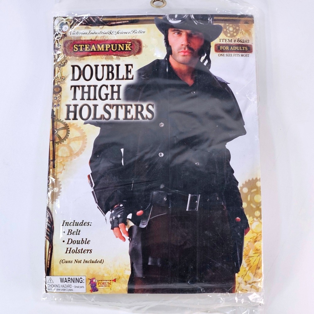 Forum Novelties Steampunk Double Thigh Holsters Belt Adult Costume 66242 Black